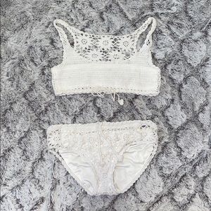 S - White - Crochet Bikini